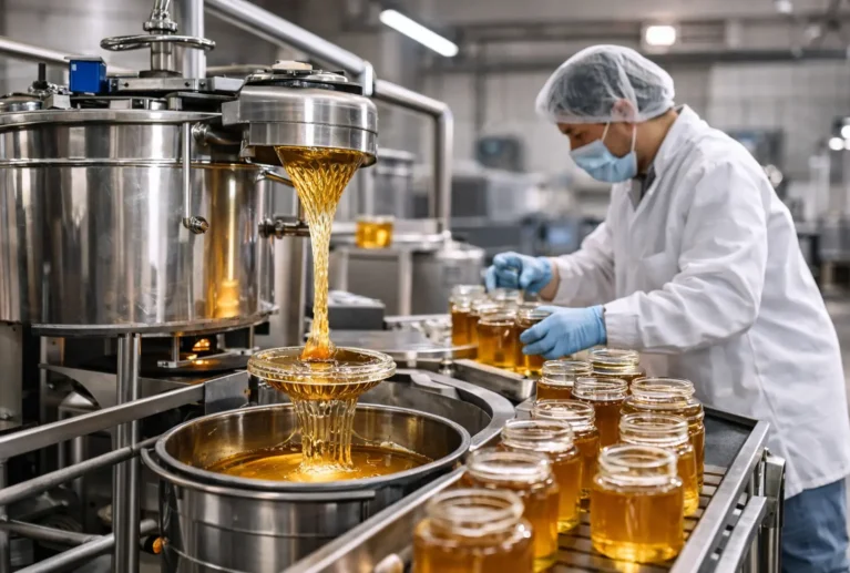 Modern honey processing setup improving hygiene, storage and overall market value.