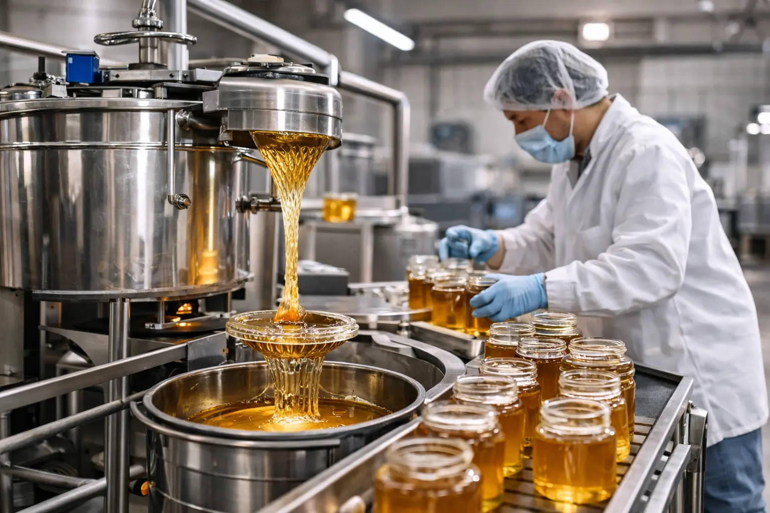 Modern honey processing setup improving hygiene, storage and overall market value.