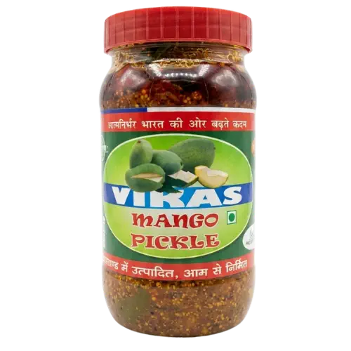 Classic Indian pickle made from raw mangoes and a traditional blend of spices.